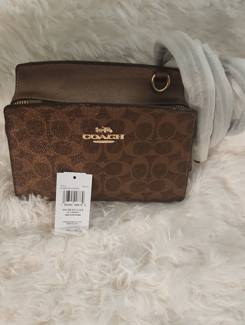 Coach Gia Copper/Brown Signature Crossbody Bag